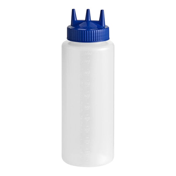 A white plastic bottle with a blue Tri Tip cap.