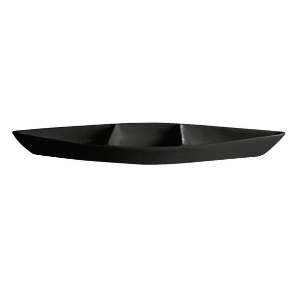 A black rectangular G.E.T. Enterprises Bugambilia deep boat with three sections.