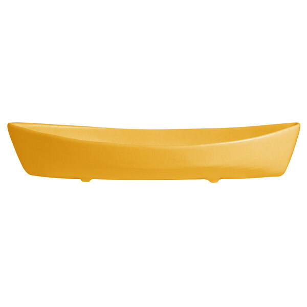 A yellow rectangular G.E.T. Enterprises Bugambilia deep boat on a white background.