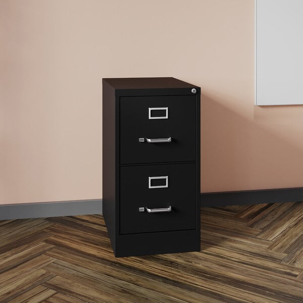 Hirsh 14410 Black Two-Drawer Vertical Letter File Cabinet - 15" x 25" x 28 3/8"