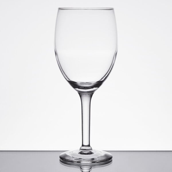 A close-up of a Libbey Citation wine glass on a white background.