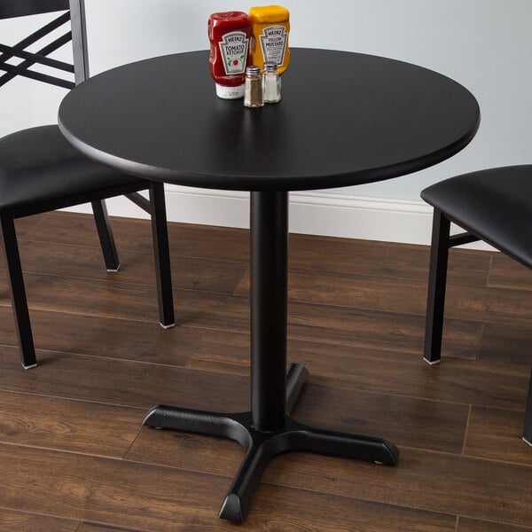 Black Table Top And Cross Base Plate, 36 Round Table