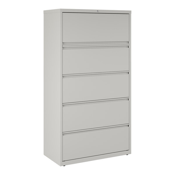 Hirsh Industries 17640 Gray Five-Drawer Lateral File Cabinet with Roll Out Binder Storage - 36" x 18 5/8" x 67 5/8"