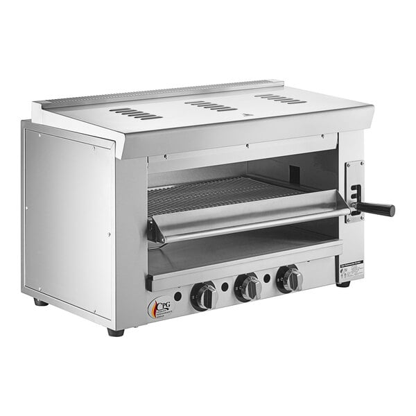 a stainless steel oven with knobs
