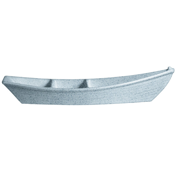 A G.E.T. Enterprises sky blue granite resin-coated aluminum deep boat with dividers.