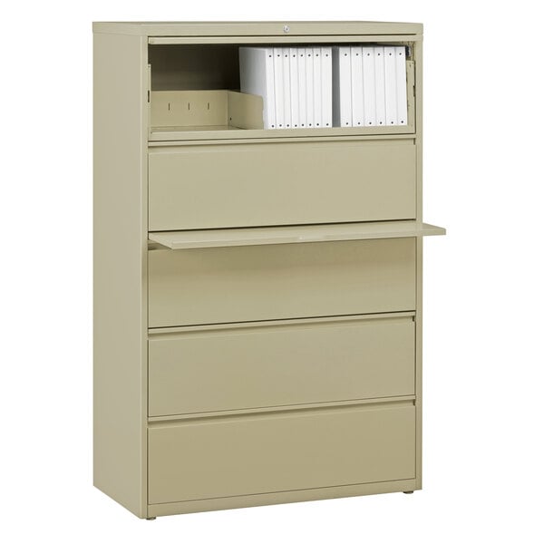 Hon 685ll 600 Series 36 X 19 1 4 X 67 Putty Five Drawer Metal Lateral File Cabinet Legal Letter