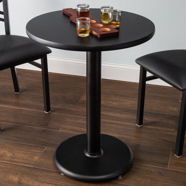 Black Table Top And Round Base Plate, Round Glass Table Top 24