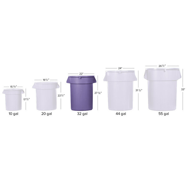 Lavex Janitorial 32 Gallon Purple Round Commercial Trash Can