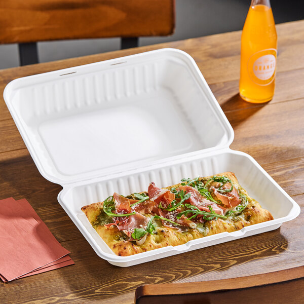 EcoChoice 12" x 9" x 3" White Plant Fiber 1 Compartment Take-Out Container - 150/Case