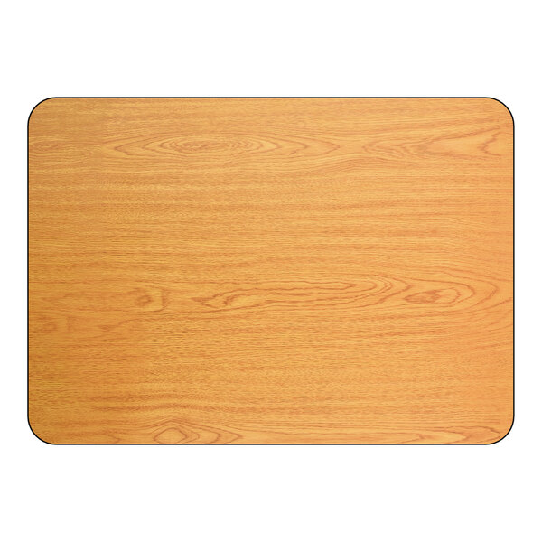 Lancaster Table & Seating 30" x 42" Reversible Walnut / Oak Table Standard Height Table and Base Kit with 5" x 22" Cast Iron Base