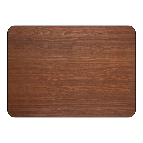 Lancaster Table & Seating 30" x 42" Reversible Walnut / Oak Table Standard Height Table and Base Kit with 5" x 22" Cast Iron Base