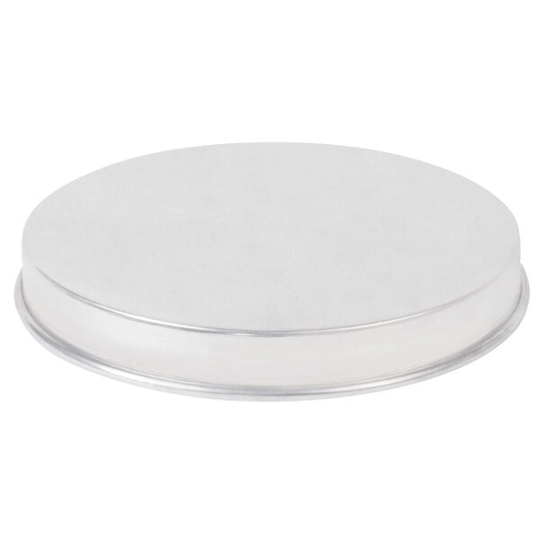 An American Metalcraft aluminum round pizza pan with straight sides and a silver rim.