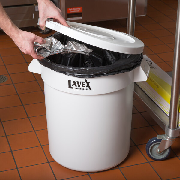 Lavex Janitorial 20 Gallon White Round Ingredient Bin / Commercial