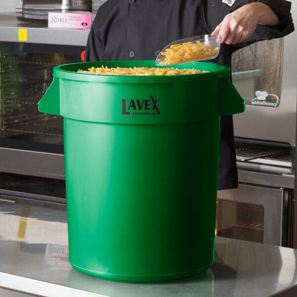 Lavex Janitorial 20 Gallon Green Round Commercial Trash Can ...