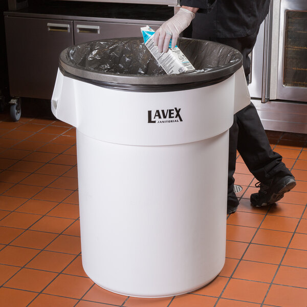 Lavex Janitorial 55 Gallon White Round Ingredient Bin / Commercial ...