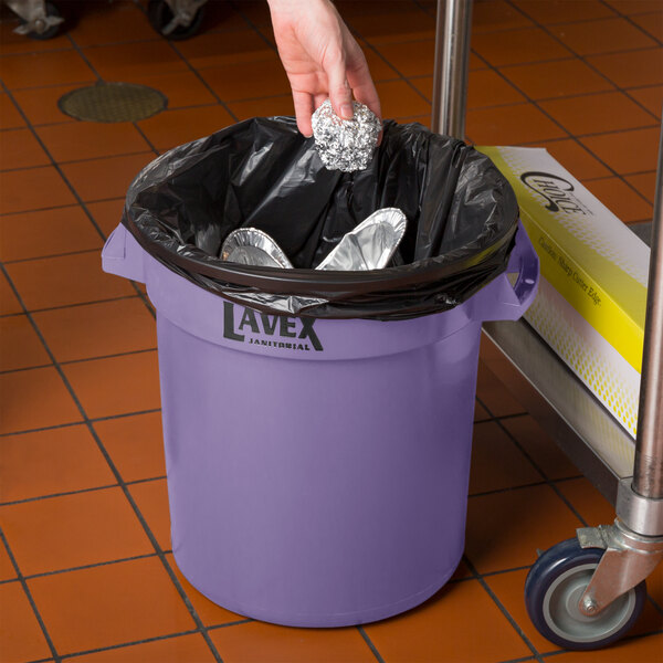 Lavex Janitorial 10 Gallon Purple Round Commercial Trash Can