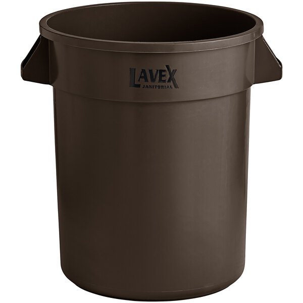 Lavex 20 Gallon Green Round Commercial Trash Can with Lid and Dolly