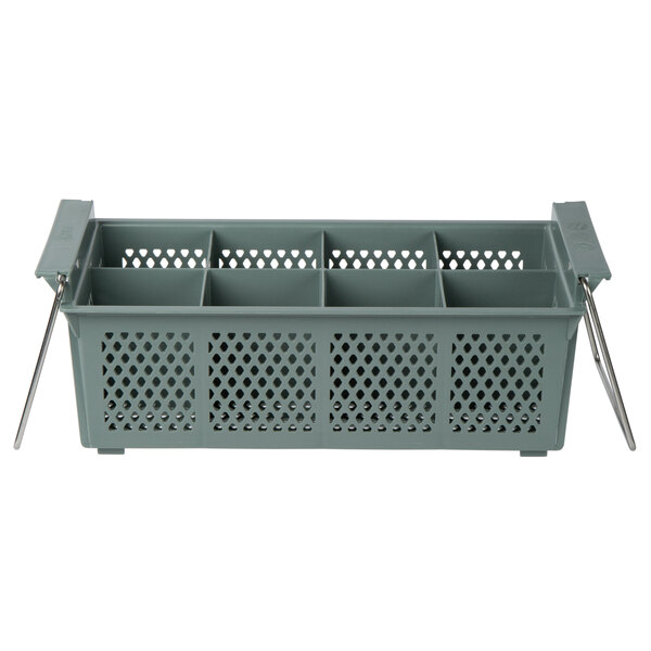 Noble Products 8 Compartment Half Size Grey Flatware Rack with Handles