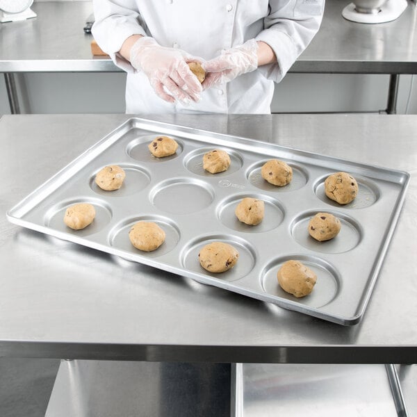 Chicago Metallic Glazed Hamburger Muffin Top Cookie Pan 3 Rows of 5 42425 -  New Hamburger Bun Pans   is your bakery equipment  source! New and Used Bakery Equipment and Baking Supplies.
