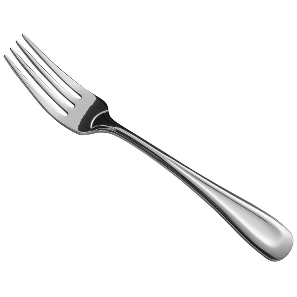 a silver fork on a white background