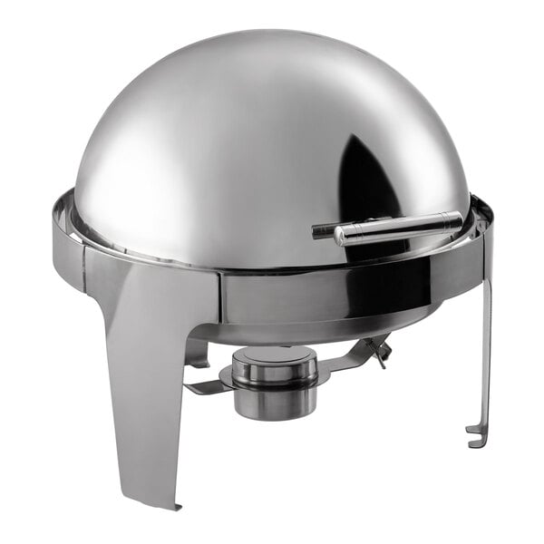 Stainless steel round roll top chafer with chrome trim