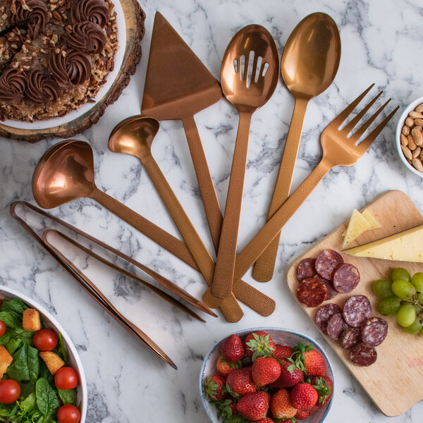 American Metalcraft 8Piece Hammered Bronze Vintage Buffetware Utensils Set