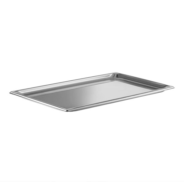 A Vollrath stainless steel steam table tray on a counter.
