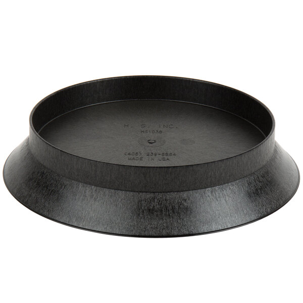 A black round polypropylene deli server with a round rim.