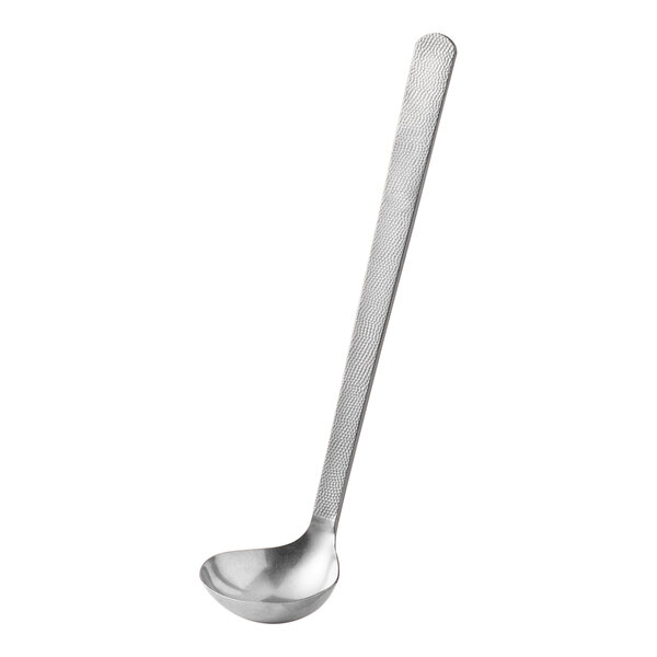 An American Metalcraft stainless steel ladle with a hammered design on the handle.