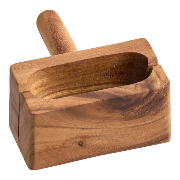 Ironwood 28330 5 3/4" x 3" x 2 1/2" Wood Bagel Miter with Handle