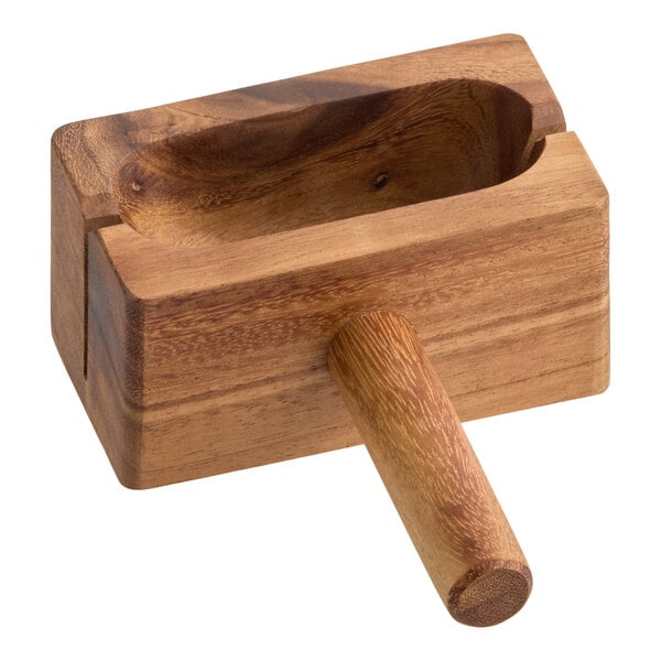 Ironwood 28330 5 3/4" x 3" x 2 1/2" Wood Bagel Miter with Handle