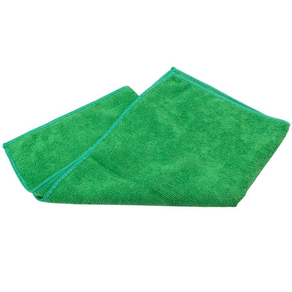 A green Unger SmartColor microfiber cloth folded on a white background.