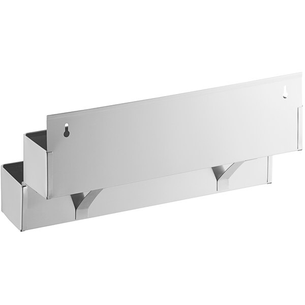 A Regency stainless steel wall mounted double tier speed rail with two shelves.