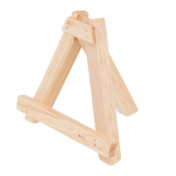 A small wooden Tablecraft easel with a triangle on top.