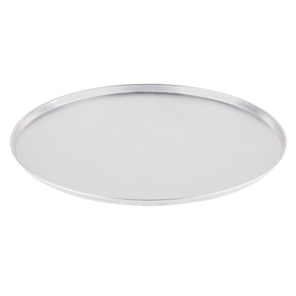 An American Metalcraft aluminum pizza pan with a white background.