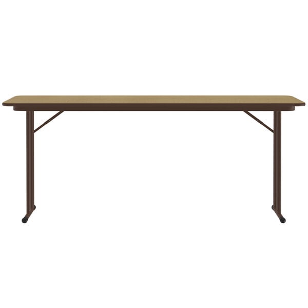 A Correll Fusion Maple rectangular seminar table with off-set metal legs.