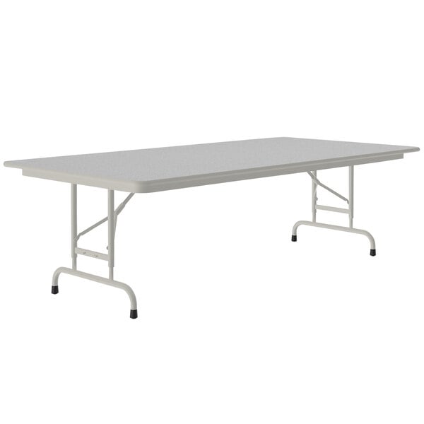 A white rectangular Correll folding table with a metal frame.