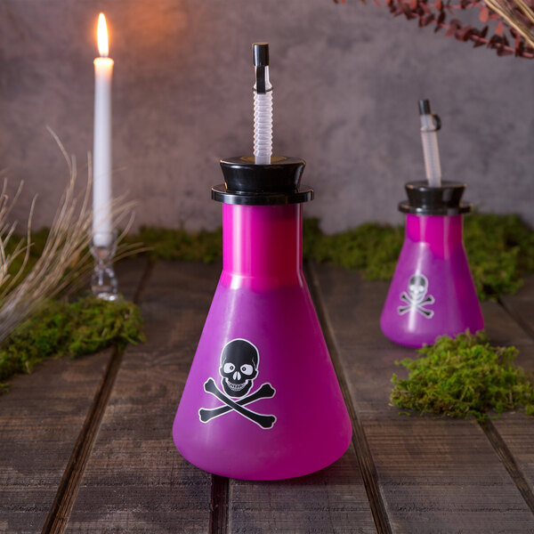 Plastic Color Changing Beaker Cups w/ Straw & Lid (32 oz. 80/Case)