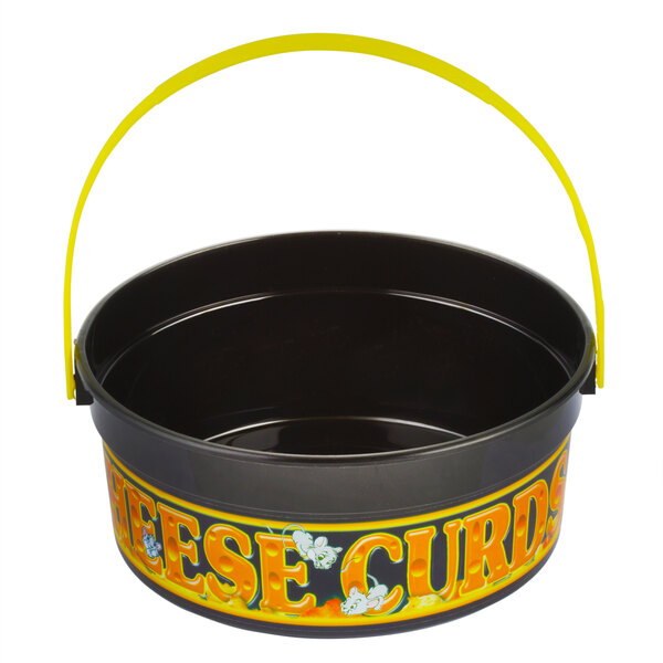 a black bowl with yellow text