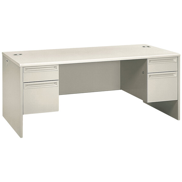 Hon 38180b9q 38000 Series 72 X 36 30 Silver Mesh Light Gray 3 4 Height Laminate Double Pedestal Desk
