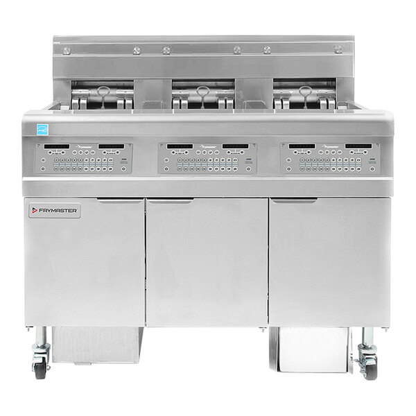 A large Frymaster electric floor fryer with drawers and buttons.