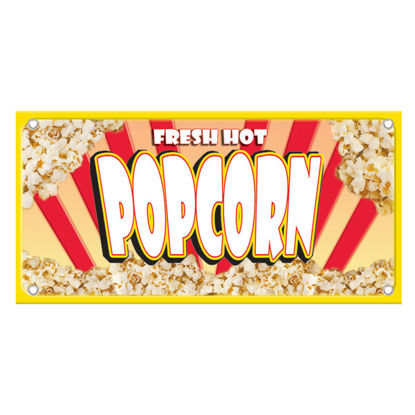 12" x 24" Rectangular Concession Stand Sign with Fresh Popcorn Design