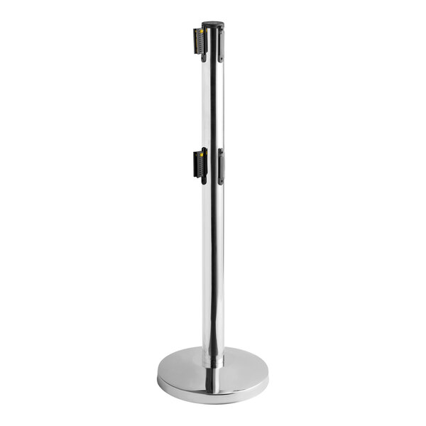 Lancaster Table & Seating Chrome 40" ADA Compliant Stanchion with Dual 10' Retractable Belt