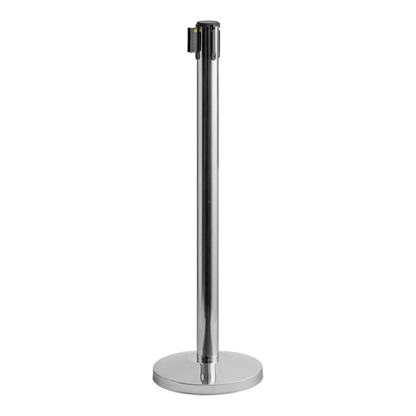 Lancaster Table & Seating Stainless Steel 40" Crowd Control / Guidance Stanchion with 10' Retractable Belt