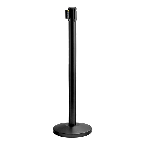 Lancaster Table & Seating Black 40" Crowd Control / Guidance Stanchion with 10' Retractable Belt