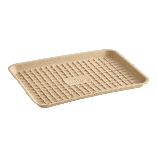 A rectangular molded fiber tray with a textured surface.