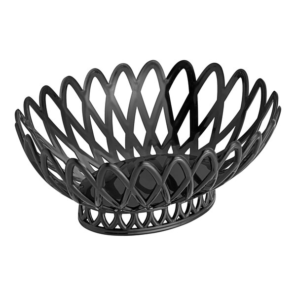 A black oval plastic fast food basket.