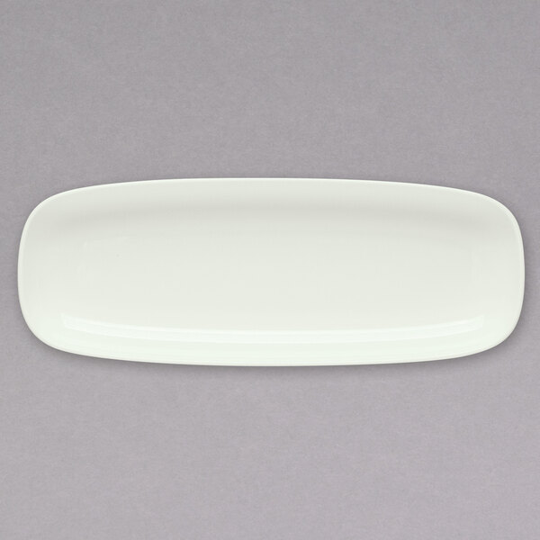 A white rectangular Schonwald porcelain short dish.