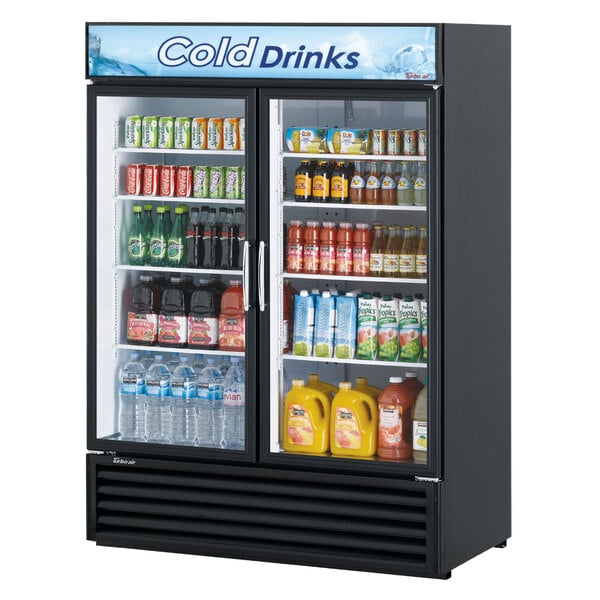 a refrigerator with drinks and beverages