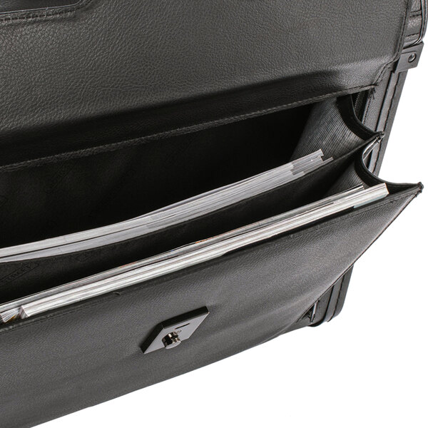 A black Stebco catalog case with a zipper.